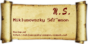 Miklusovszky Sámson névjegykártya